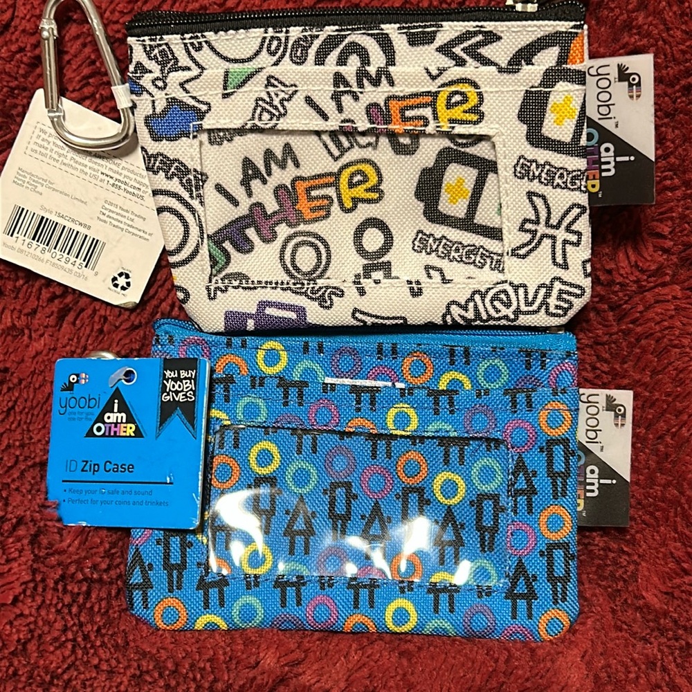 Lot of 2 NWT Yoobi ID Zip Case Set of 2 I Am Other